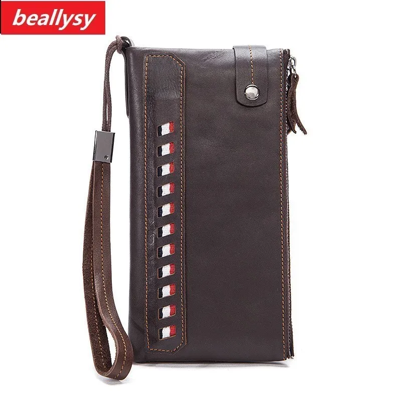 

2018 Famous Brand Men Clucth Wallets Male Long Genuine Leather Purse Men's Clutch Wallets Carteiras Mujer Clutch Man Handy Bags