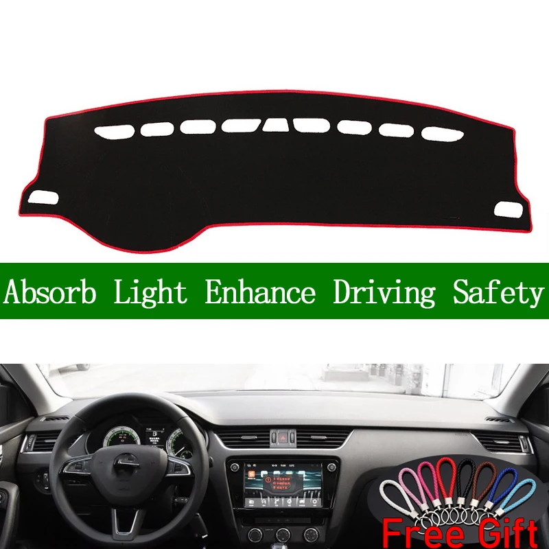 

For SKODA Octavia 2015 2016 2017 2018 2019 Dashboard Cover Sun Shade Non-slip Dash Mat Carpet Car Stickers Interior Accessories