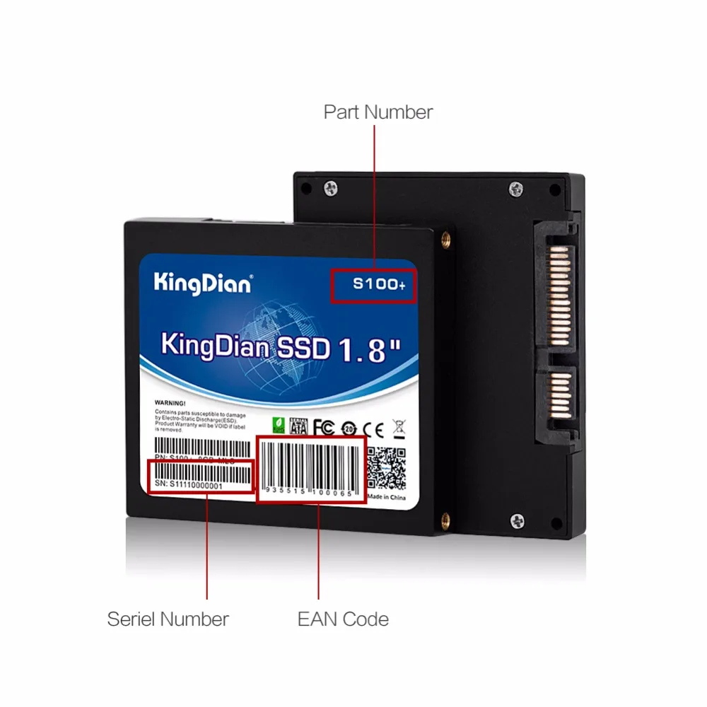 KingDian S100+ 8 ГБ 16 ГБ 32 ГБ SSD Внутренний твердотельный жесткий диск SATA SATAII 1,8 ''для настольных ПК