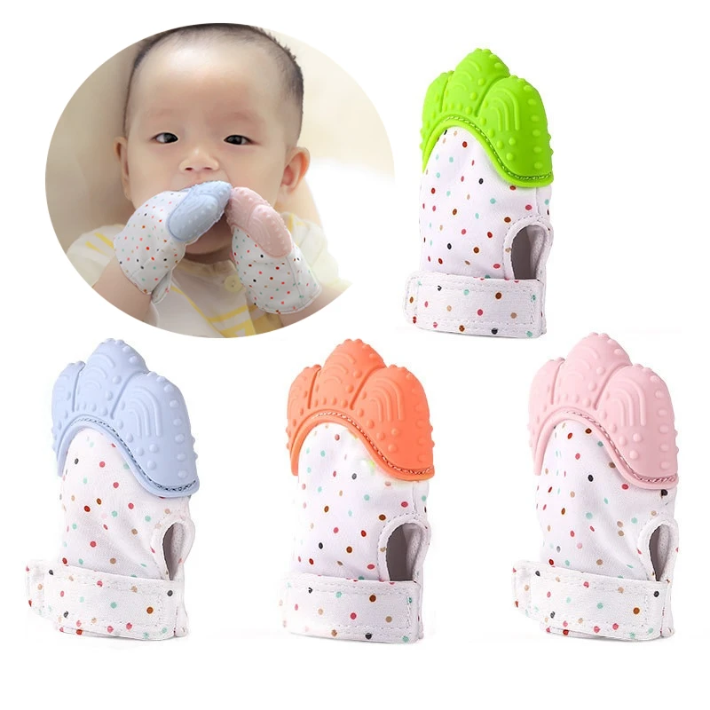 1 PC Silicone Baby Teether Pacifier Glove Natural Thumb Sound Teething