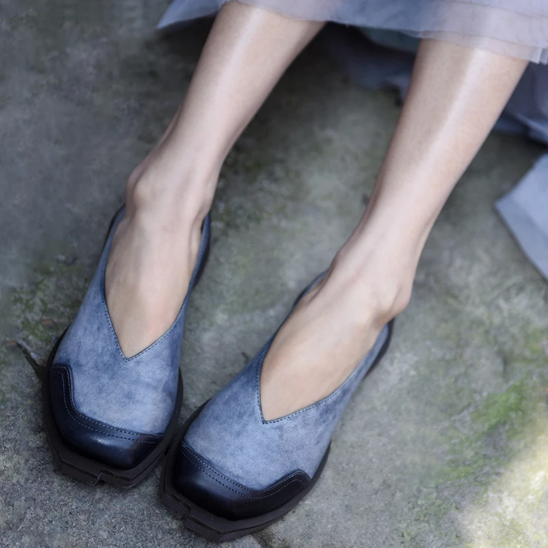 Artmu/оригинальная женская обувь с закрытым носком в стиле ретро новая весенняя повседневная обувь ручной работы из натуральной кожи на плоской подошве с круглым носком B19-5