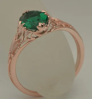 

Free shipping exquisite fashion women present luxury contracted rose gold emerald 925 sterling silver rings