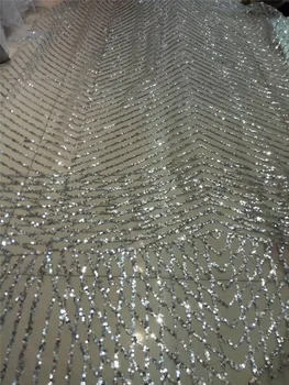 

Nice design silver color JRB-10229 glued glitter african tulle lace Modern design french net lace fabric for wedding dress