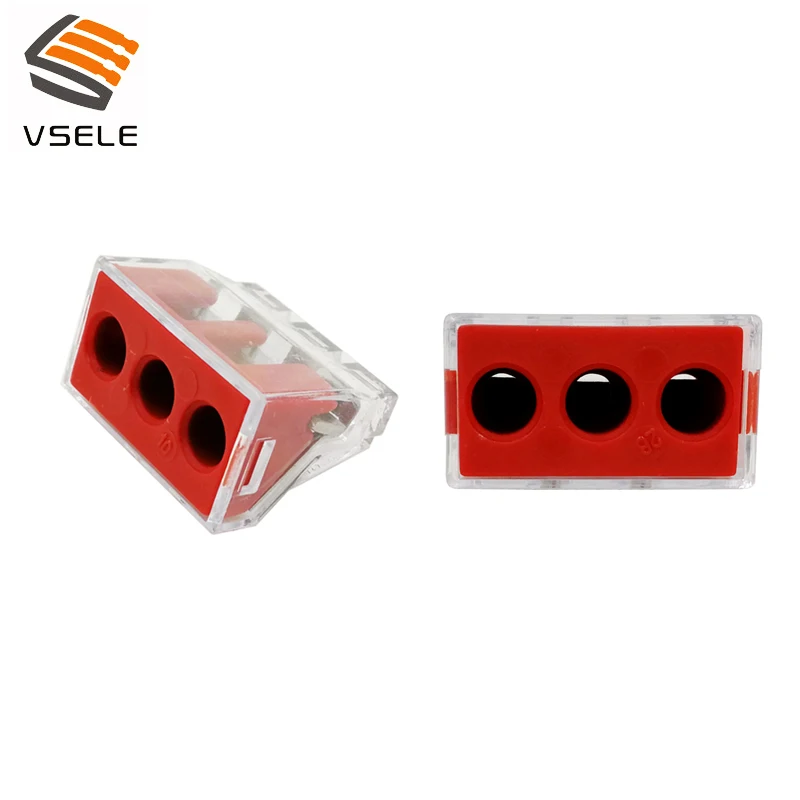 

VSELE 30pcs/lot VSE-103D-A wire connectors 3p plug type spring clamping mini 773-173 connectors compact connector terminal block