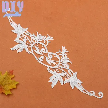 

100PCS Milk silk Hollow Embroidered Flower Lace Trim Ribbon Sewing Wedding Bridal Dress DIY Fabric Craft