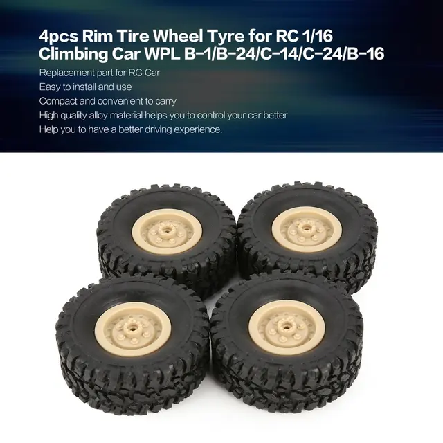 Best Offers 4pcs Rubber Wheel Rim Tire Tyre for RC 1/16 Climbing Crawler Car WPL B-1/B-24/C-14/C-24/B-16 Truck Part Spare Part Accessories