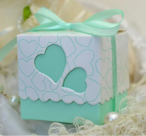 100pcs Mint Green Pink Purple Wedding Favors Square Heart 100pcs Mint Green Pink Purple Wedding Favors Square Heart Candy Bo Oniera Gift With Ribbons 6 5x6 5cm In Bags Wring Supplies