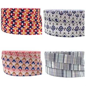 

10yard 5/8'' aztec stripe printed fold over elastic hair ties elastic hair accessories ribbon elastic ponytail holders