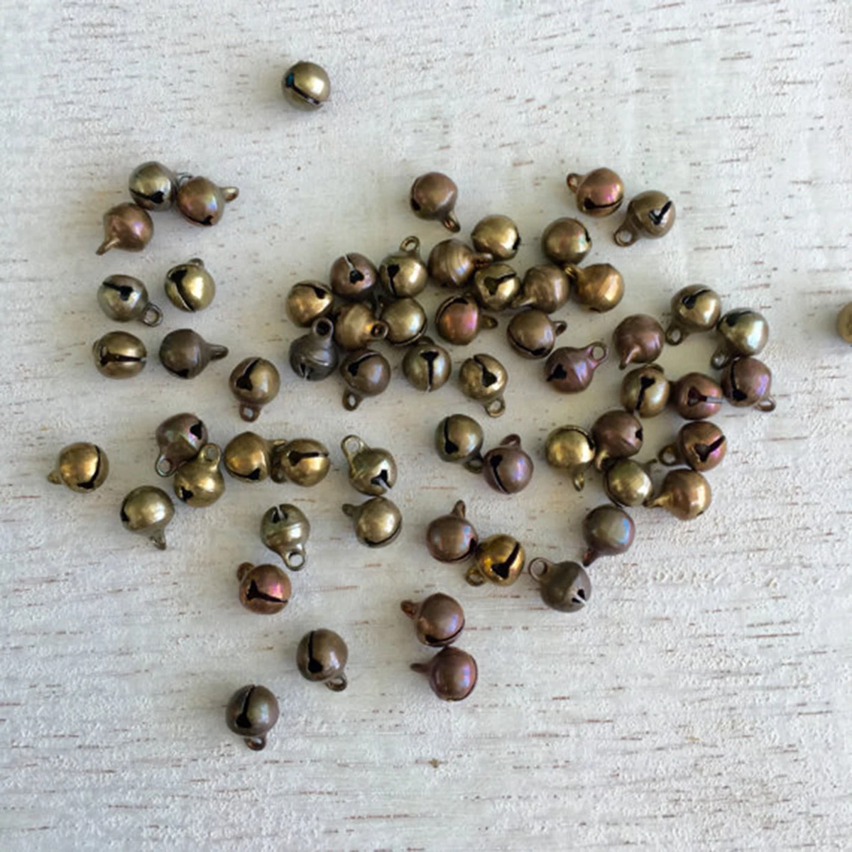 100pcs 6mm Vintage Brass Jingle Bells Christmas Holiday Craft Jewelry