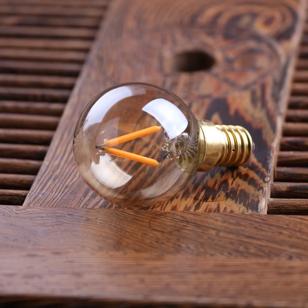 Золотой оттенок G40 мини-Глобус лампа 1 Вт 2200 K Edison старинная светодиодная нить лампочки E27 E12 220 V E26 110VAC Строка Светодиодный свет с регулируемой яркостью