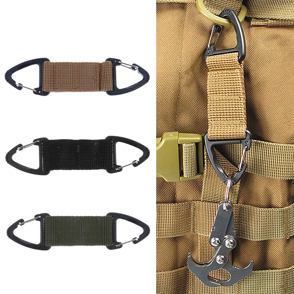 Outdoor Mountaineering Strong Webbing Double Ended Triangular Carabiner Clip Snap Hook 12 x 2.5cm