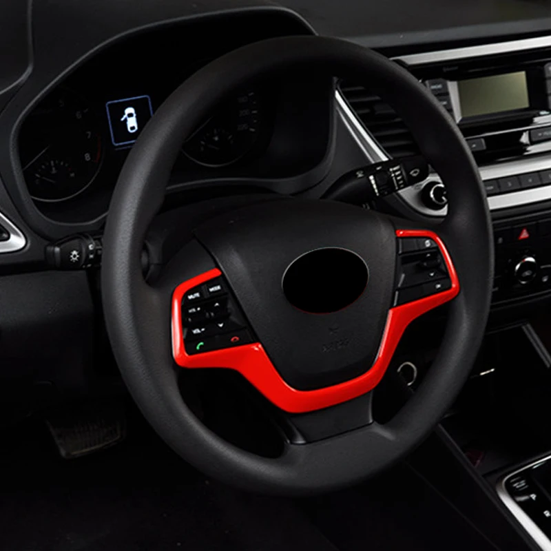 

ABS Red Interior Steering Wheel Circle Button Cover Trim 1 PCS For Hyundai VERNA Solaris Accent 2018