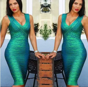 

Babatique 2017 sexy sleeveless v neck bodycon Dress women cocktail Party dresses herve foil print Bandage dress Dresses vestidos