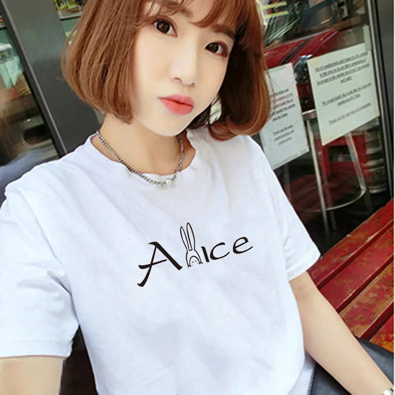 Short-sleeved T-shirt Spring and Summer Dress New Korean Students'Loose White T-shirt