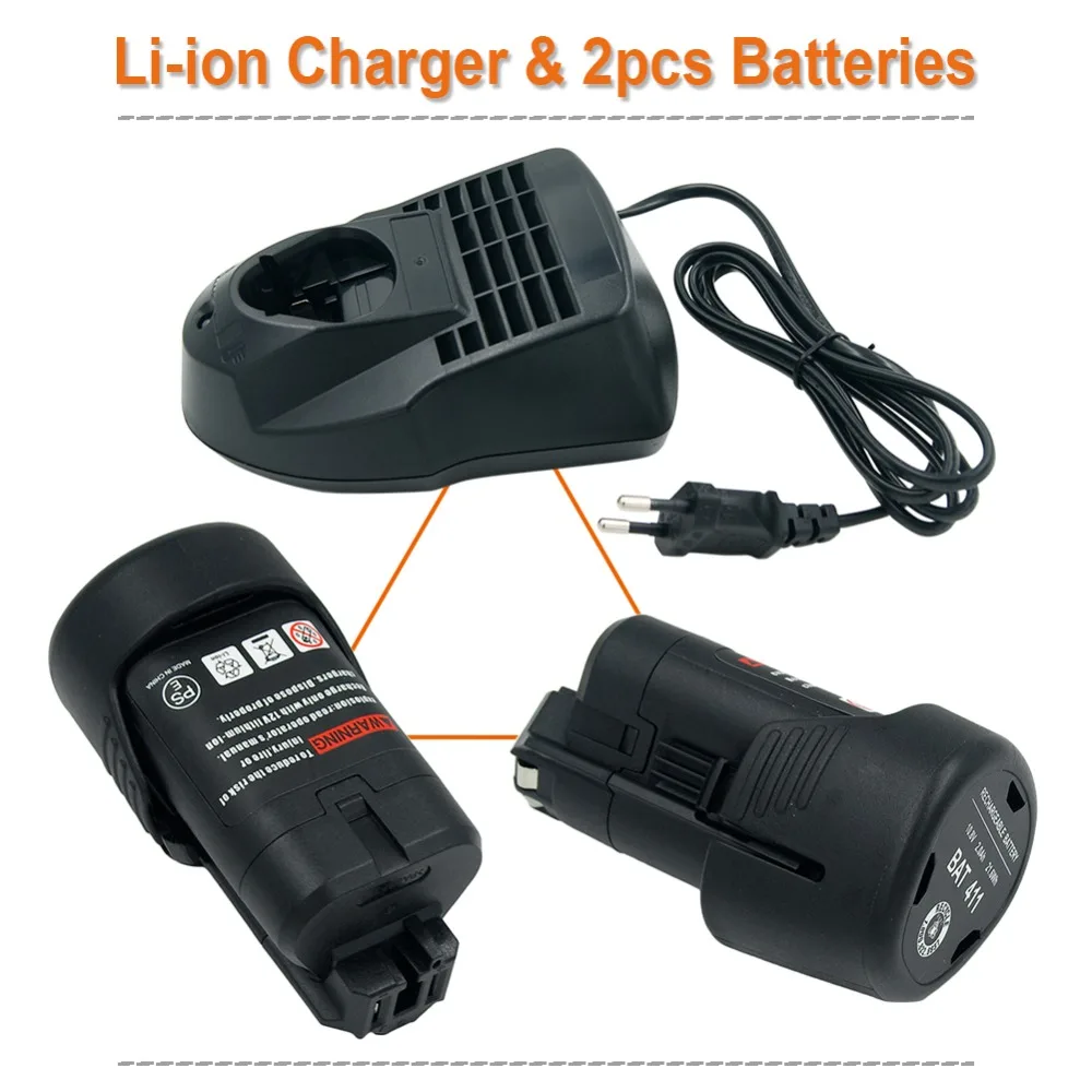 AL1115CV Bosch сменный заряд+ 2 шт 10,8 V 2.0Ah литий-ионный аккумулятор для электроинструментов Bosch BAT411 2 607 336 013,2 607 336 014