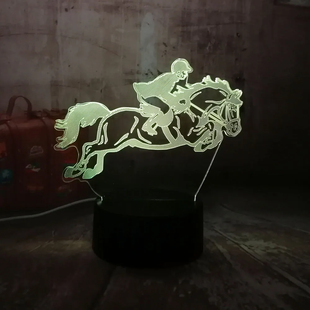  New Equestrian Riding Horse 7 Color Change 3D Visual LED Night Light Kids Touch USB Table Lamp Baby - 32915082458