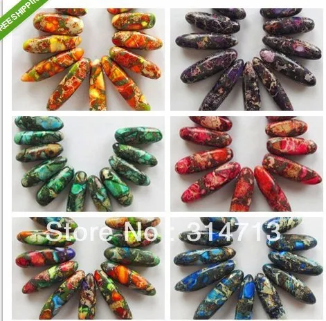 

(6set/lot) Mixed Color Sea Sediment Stone & Pyrite Pendant Bead Set 11pcs