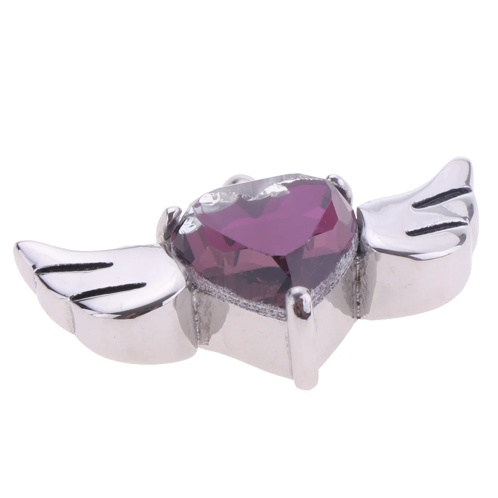 Purple Crystal Cremation Ash Holder Urn Memorial Keepsake Heart Wings Pendant Fashion Jewelry Pendant
