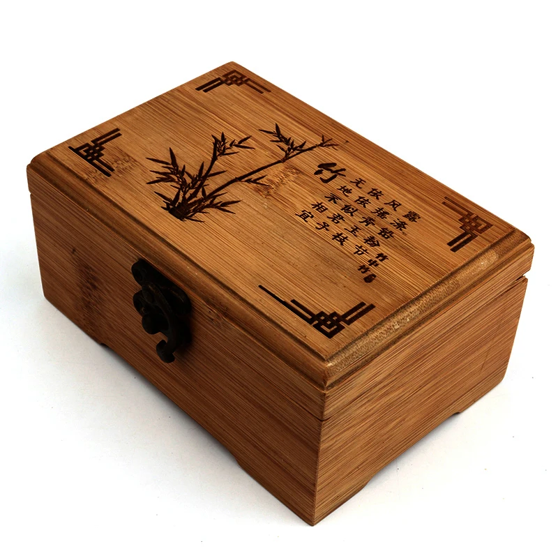 

New Vintage Wooden Storage Box Classic Elegant Gift Box Jewelry Sundries Makeup Organizer Prints Bamboo Eco-Friendly Container