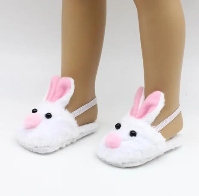 

New Arrival Cute White Felt Slippers For 18 inch Girl Dolls Shoes Or 43cm Baby Doll Shoes