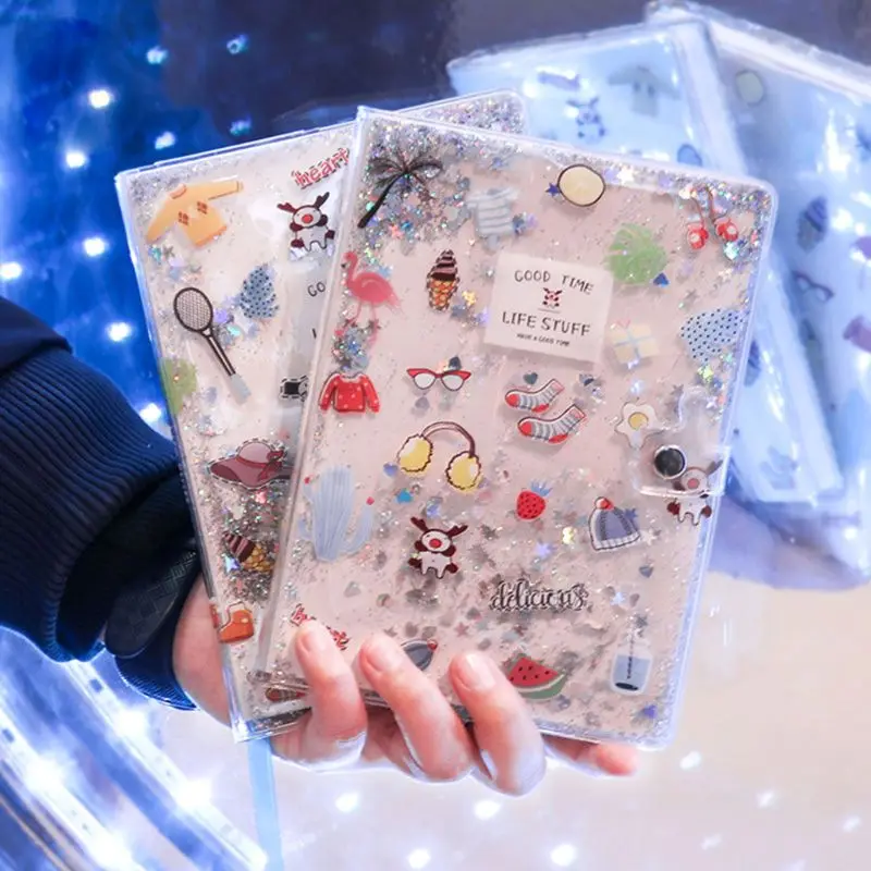 

Quicksand PVC Cover Notebook Notepad Glitter Journal Diary Memos Stationery Office Supplies Student Gifts