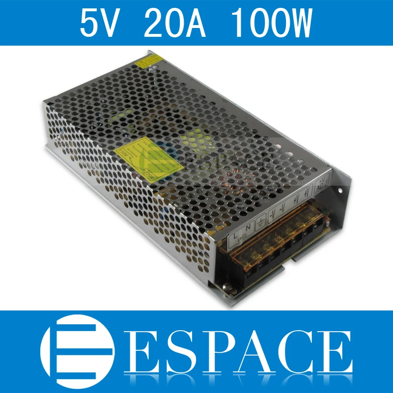 

Best quality 5V 20A 100W Switching Power Supply Driver for LED Strip AC 100-240V Input to DC 5V free shipping