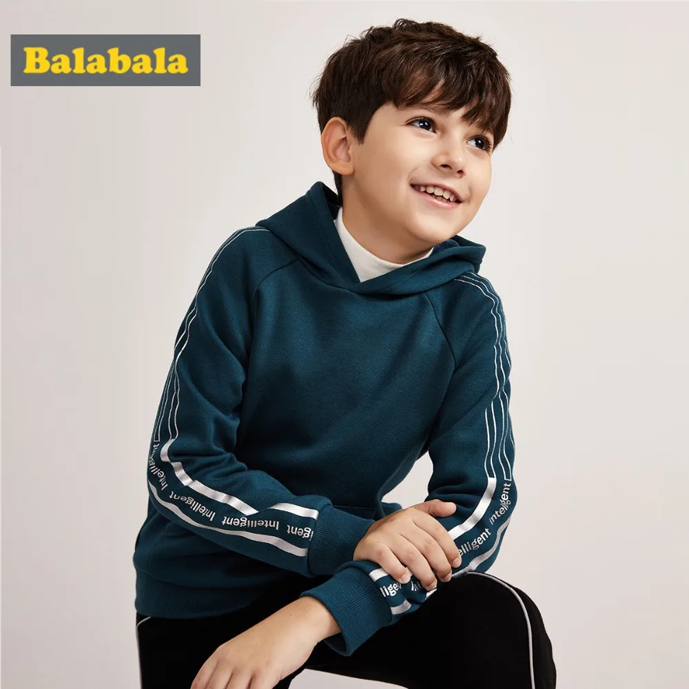 Толстовка Balabala с капюшоном свитшот флисовой подкладкой полосатая по бокам