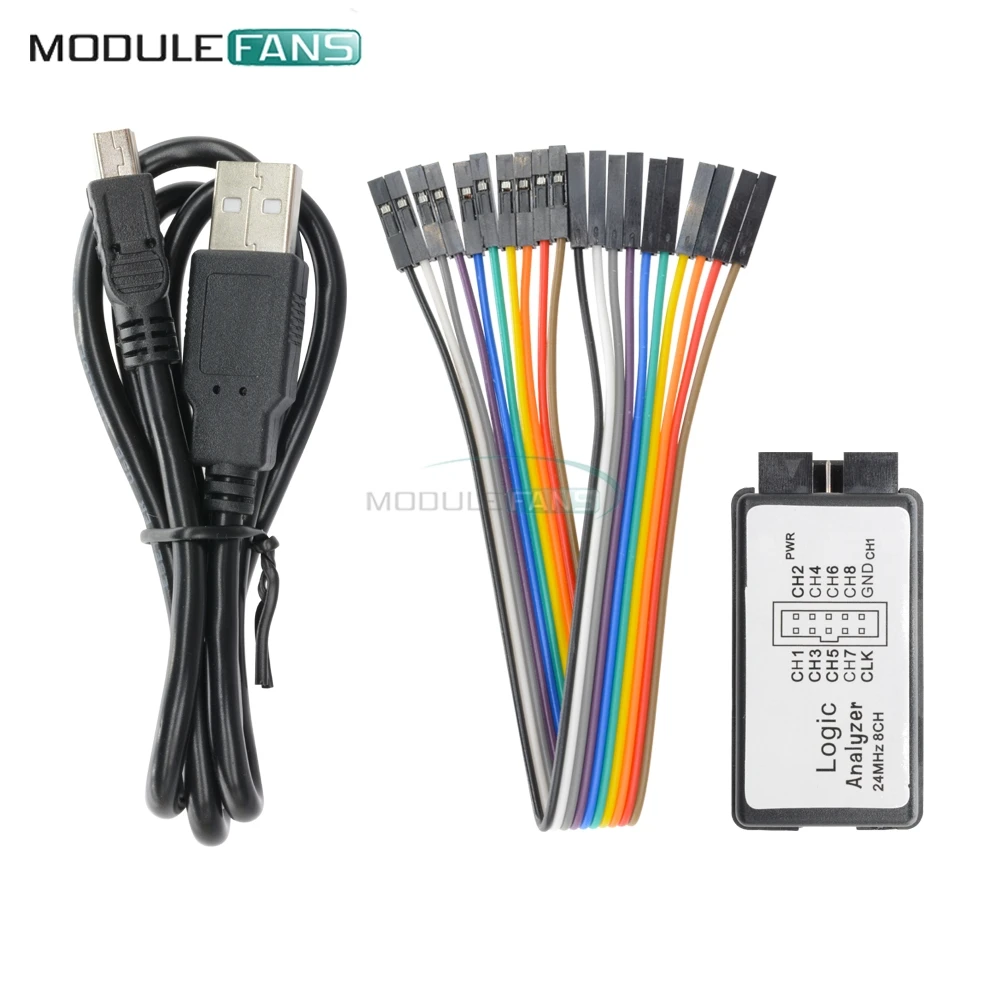 

USB 24MHz 8CH 24MHz Logic Analyzer Device Set USB Cable for ARM FPGA M100