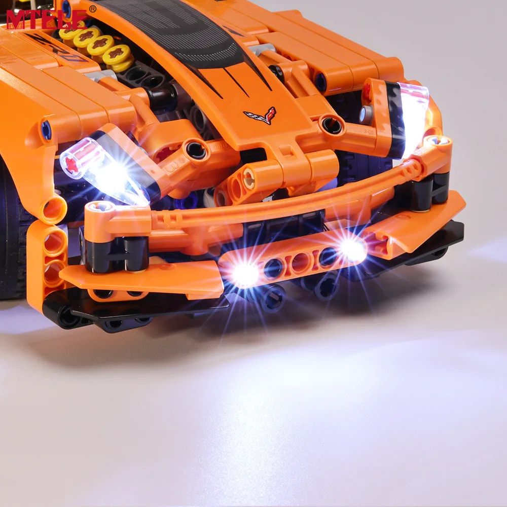 MTELE Brand LED Light Up Kit Toy For Technic Series Chevrolet Corvette ZR1 Lighting Set Compatile With 42093