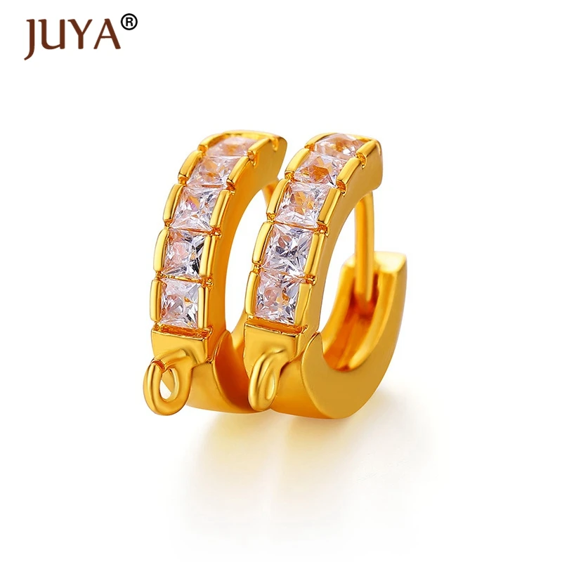 

3 Pairs Luxury Earwire AAA Cubic Zirconia CZ Earring Hooks For Jewelry Making Round Earrings clasps DIY Earrings Accessories