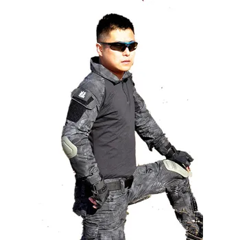 

Military army uniform SHIRT & PANTS black CAMO jungle python desert python ELBOW & KNEE PADS military uniform