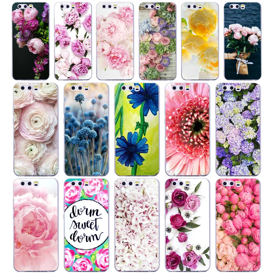 

65G Pink Peonies Style 02 Case For Huawei P10 Case Cover Pattern Soft Silicone for huawei P10 Case TPU cover Phone bag