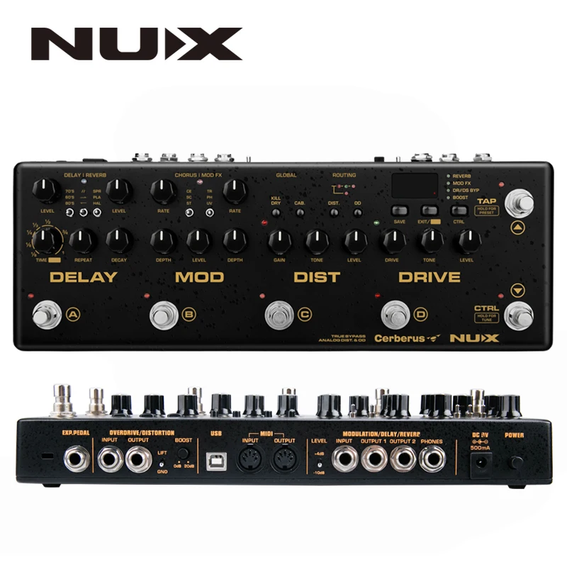 Педаль для создания гитарных эффектов NUX Cerberus с задержкой перегруз искажение