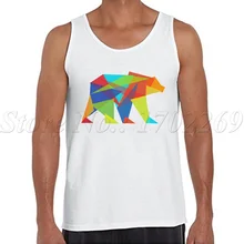 Мужские топы для бодибилдинга с геометрическим рисунком медведя, мужская рубашка для фитнеса, Повседневная рубашка без рукавов, забавная Классная майка