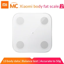 Новое поступление, Xiaomi mi смарт-шкала жира 2 с mi fit APP, монитор композиции тела со скрытым светодиодный дисплеем, шкала жира