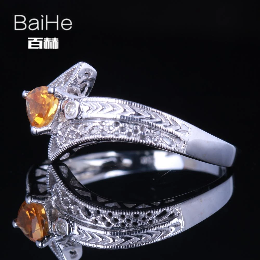BAIHE Стерлинговое Серебро 925 пробы 0.19ct безупречный триллион 100% натуральный цитрин