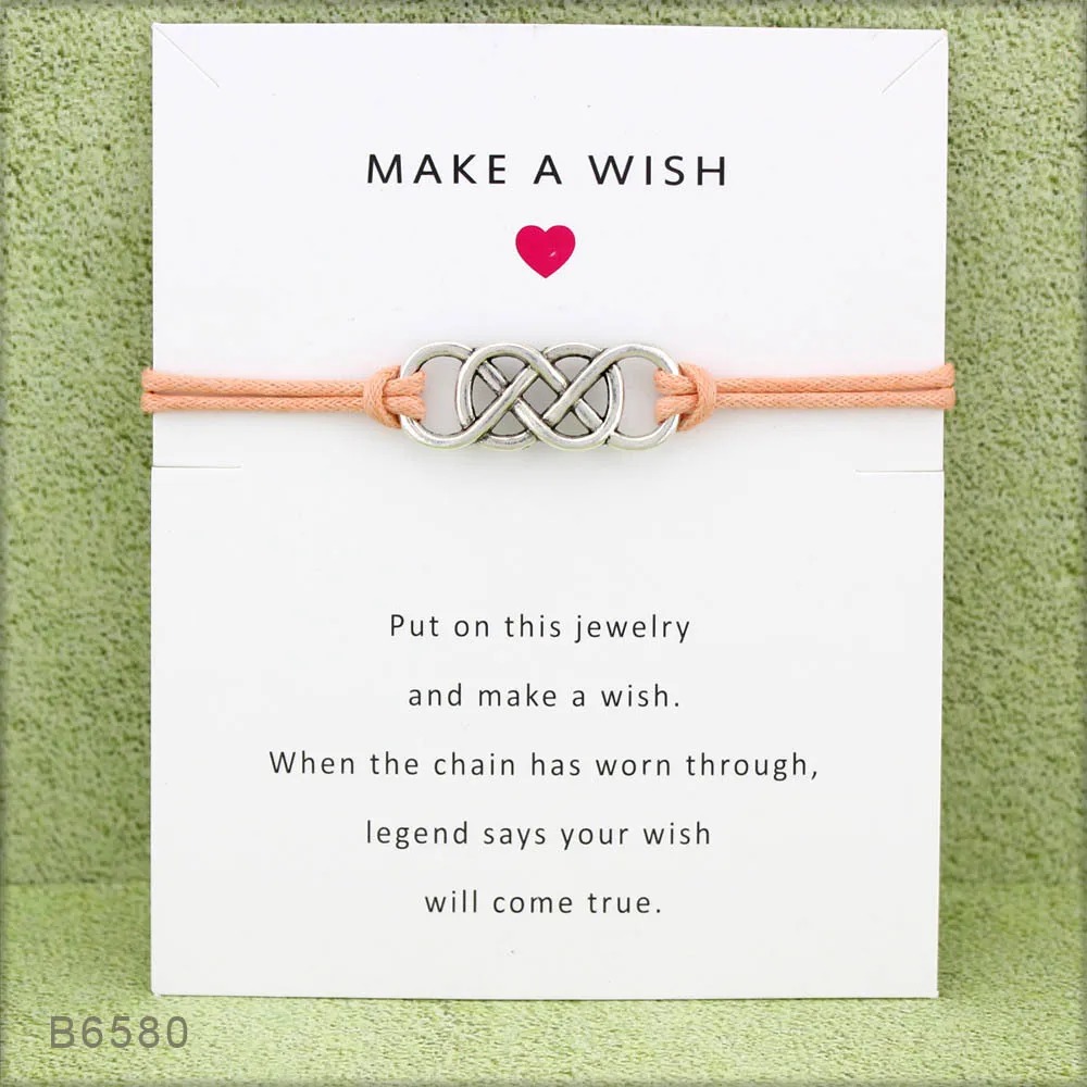 

1pc Make A Wish Charm Bracelet Four Colors To Choose Bracelets With A Wishing Card for Men Women Friends Gift Jewelry Accessory