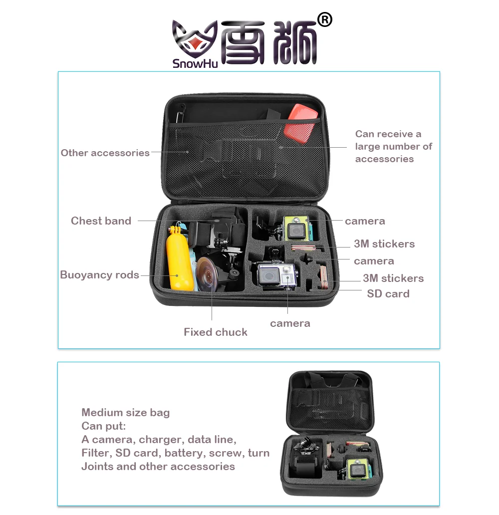 Аксессуары snowhu для GoPro для хранения мелких изделий, Камера Сумка Чехол Коробка Защитный чехол для спортивной экшн-камеры Go pro Hero 8 7 6 5 для Sj4000 сумки Коробка GP83