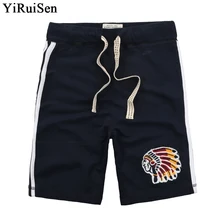 Индийский головной убор из перьев лоскутное Шорты Для мужчин хлопок Мода Совет Шорты Короткие штаны Homme Лето YiRuiSen брендовая одежда