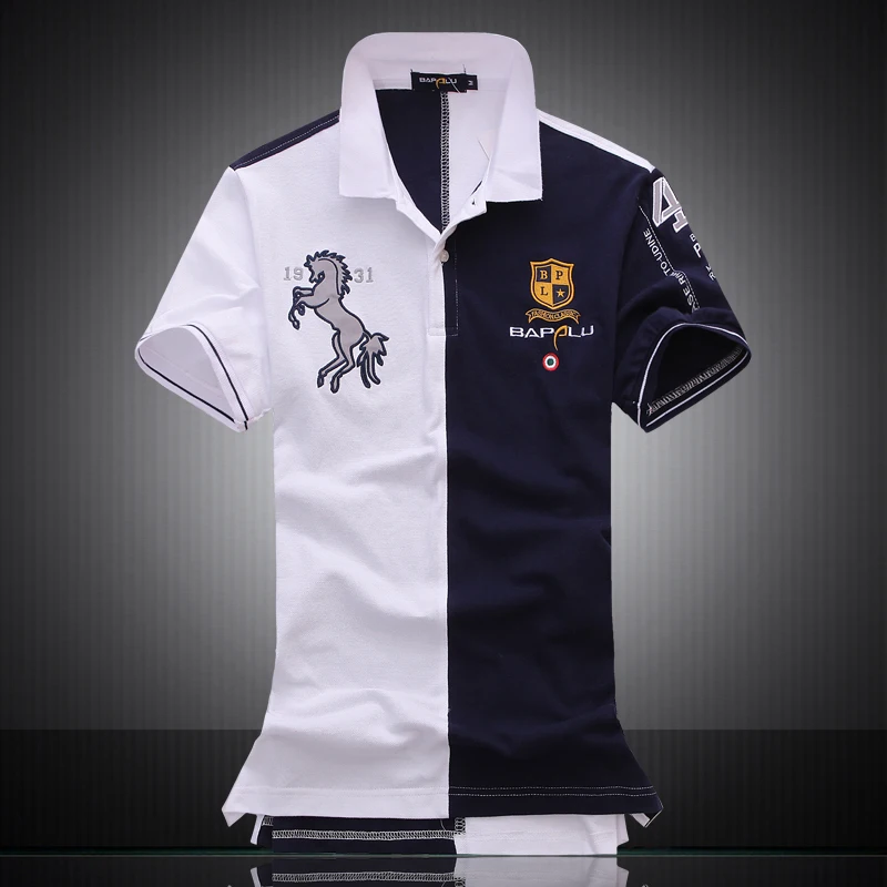 European Style Air Force One Men's Horse Logo Embroidery Polos Shirt Cotton Casual Army Military