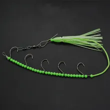 5 комплектов светящийся Осьминог кальмарная струна рыболовный крючок со стальной проволокой светящаяся бусина лодка морской крючок с веревкой для рыбалки