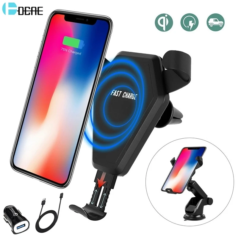 DCAE Car Qi Wireless Charger For iPhone X 8 XS Max XR