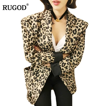 

RUGOD 2019 Autumn New Fashion Female Leopard Blazers Single Breasted Notched Long Sleeve Casual Jackets Blazers Feminino