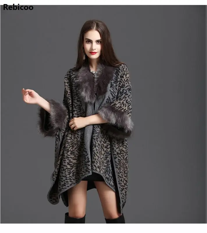 Зимние женские свободные с капюшоном большой меховой воротник плюс бархат толстый Модный Дикий свитер с леопардовой раскраской пальто куртка Женский