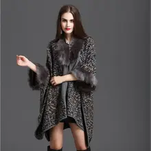 Зимние женские свободные с капюшоном большой меховой воротник плюс бархат толстый Модный Дикий свитер с леопардовой раскраской пальто куртка Женский