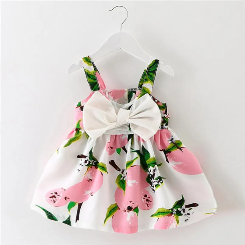 2018 Baby Girls Baby Girl Clothes Lemon Printed Infant Outfit Sleeveless Princess Gallus Summer Dress Ropa de ninos #30O25 #F (5)
