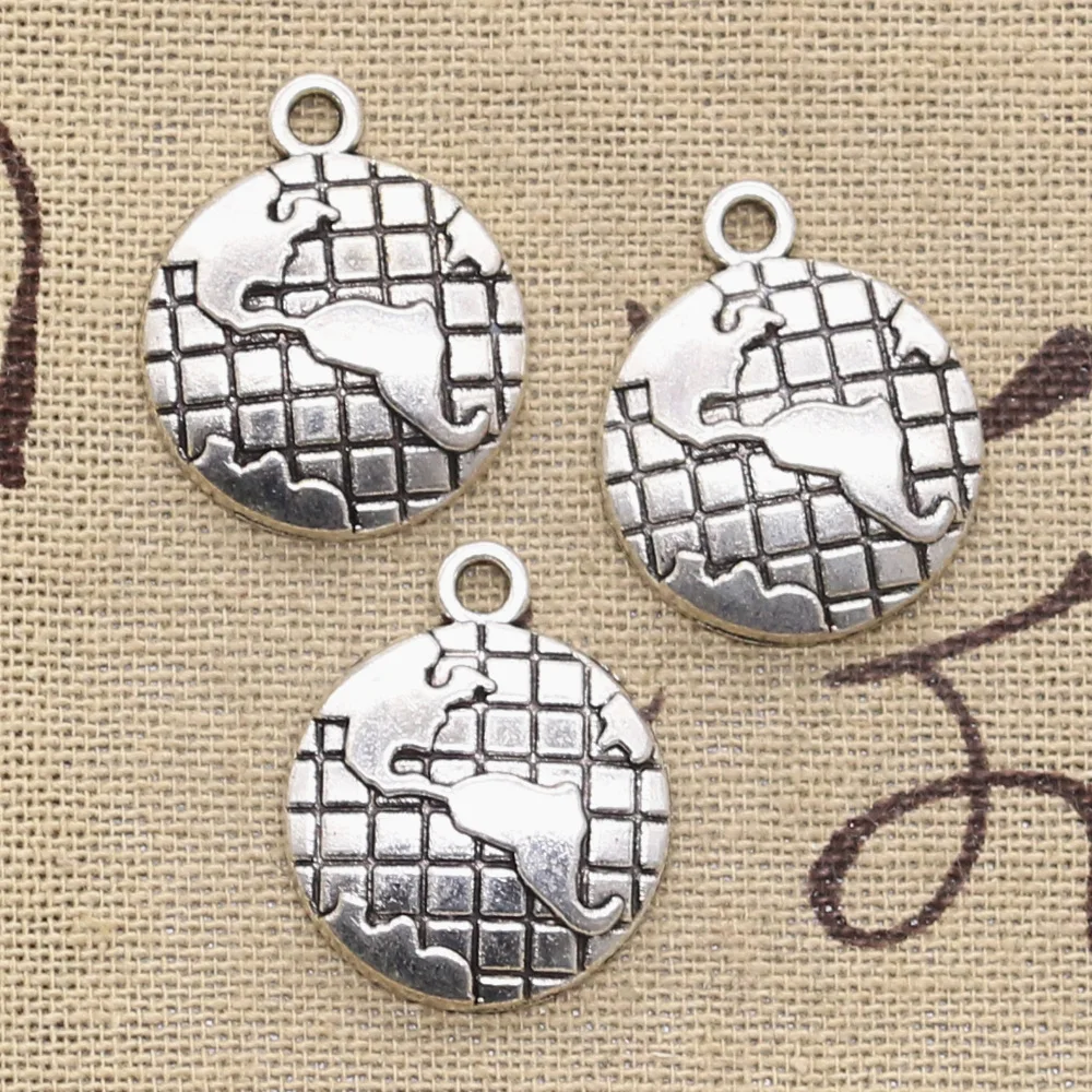 

5pcs Charms earth globe 24x20mm Antique Silver Plated Pendants Making DIY Handmade Tibetan Silver Finding Jewelry