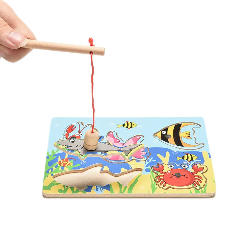 Bebé de madera magnética Pesca juego y rompecabezas tablero del rompecabezas 3D rompecabezas niños educación juguete juguetes educativos Bebé de madera magnética Pesca juego y rompecabezas tablero del rompecabezas 3D rompecabezas niños educación juguete juguetes educativos