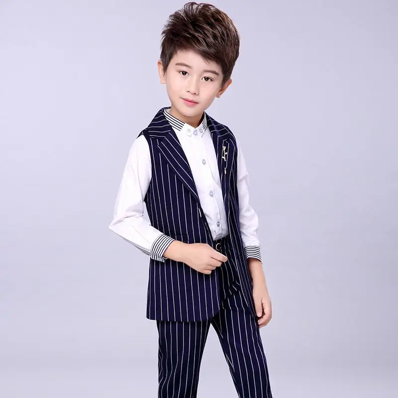 Kids Boys Plaid Waistcoat Suit Formal Party Prom Wedding Suits Page Boy Suit New