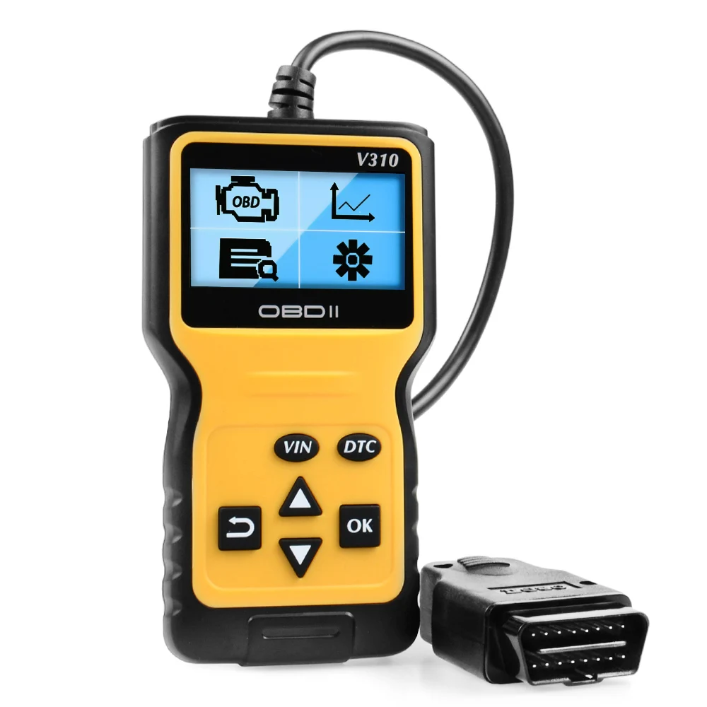 V310 OBDII EOBD Auto Code Reader 6 Languages Automobile Diagnostic Scanner For All OBD2 OBDII Protocols Cars LCD Display